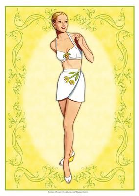 Beautiful Vintage Fashion Lady Dressed in White