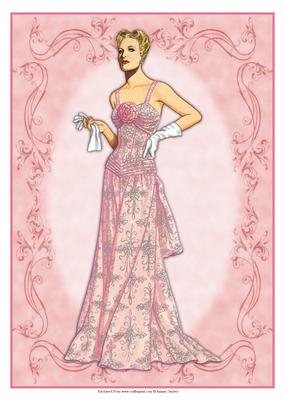 Beautiful Vintage Fashion Lady Dressed in Pink
