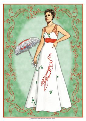 Beautiful Vintage Fashion Lady Dressed in a Lobster Dress