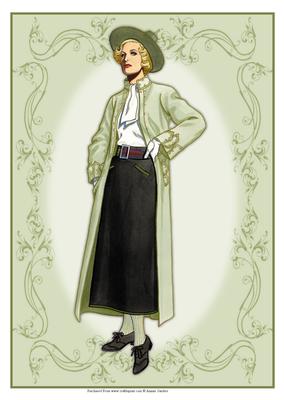 Beautiful Vintage Fashion Lady Dressed in Gree