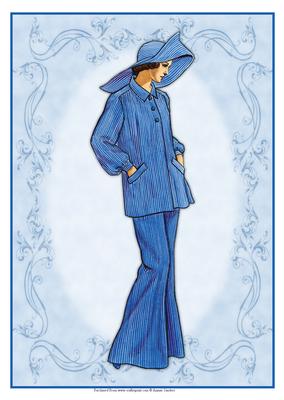 Beautiful Vintage Fashion Lady Dressed in Blue
