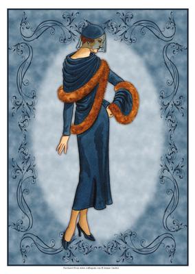 Beautiful Vintage Fashion Lady Dressed in Blue