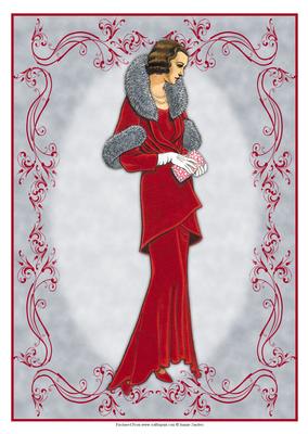 Beautiful Vintage Fashion Lady Dressed in Red