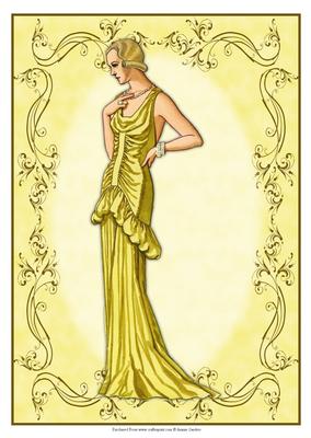 Beautiful Vintage Fashion Lady Dressed in Gold