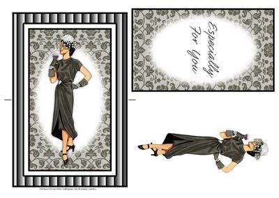 Beautiful Vintage Fashion Lady Spinner Card