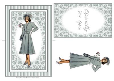 Beautiful Vintage Fashion Lady Spinner Card