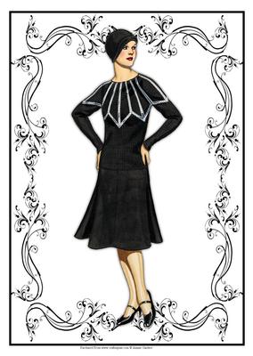 Beautiful Vintage Fashion Lady Dressed in Black & White