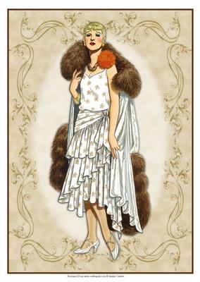 Fashion Lady Dressed in Brown & White