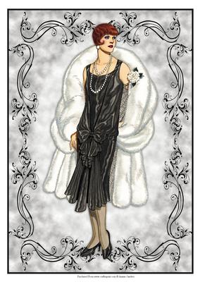 Beautiful Vintage Fashion Lady Dressed in Black & White