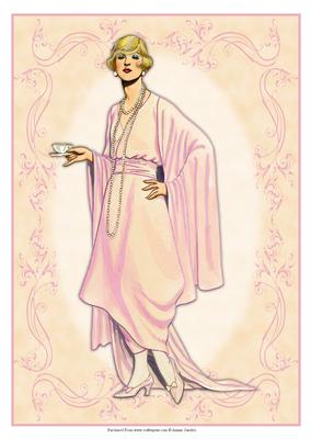 Beautiful Vintage Fashion Lady Dressed in Pink