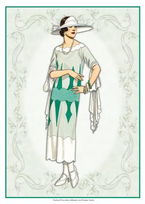 Beautiful Vintage Fashion Lady Dressed in Green