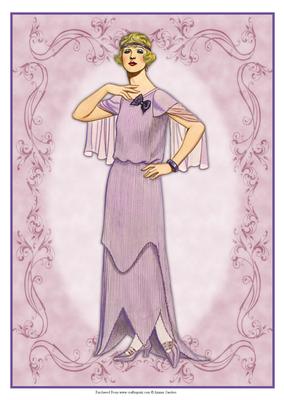 Beautiful Vintage Fashion Lady Dressed in Purple