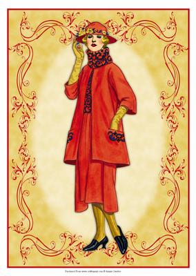 Beautiful Vintage Fashion Lady Dressed in Orange