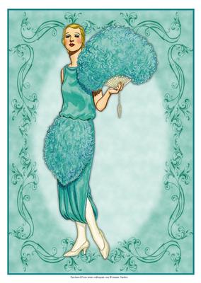 Beautiful Vintage Fashion Lady Dressed in Aqua
