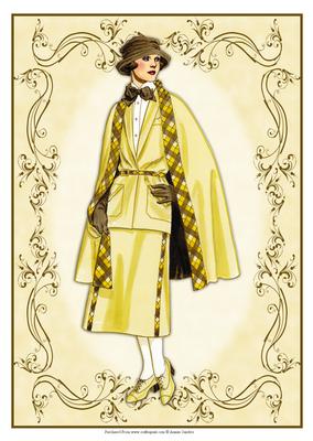 Beautiful Vintage Fashion Lady Dressed in Yellow
