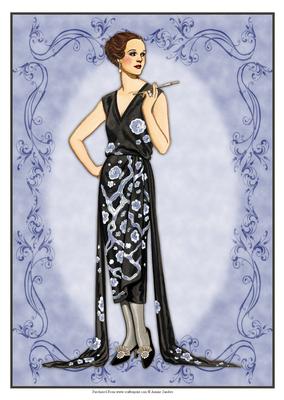 Beautiful Vintage Fashion Lady Dressed in Black & Blue