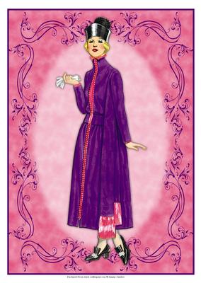 Beautiful Vintage Fashion Lady Dressed in Purple