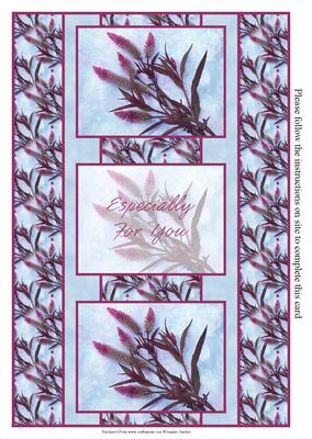Pretty Purple Flower Spray 3 Panel Fold Back