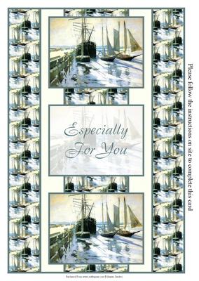 Beautiful Vintage Boats Artwork 3 Panel Fold Back