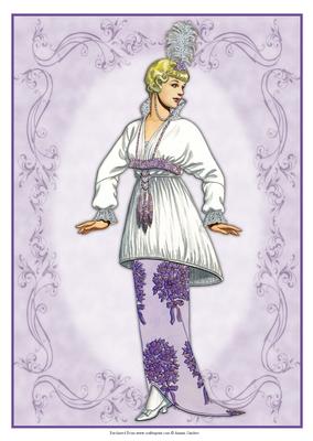 Beautiful Vintage Fashion Lady Dressed in Purple