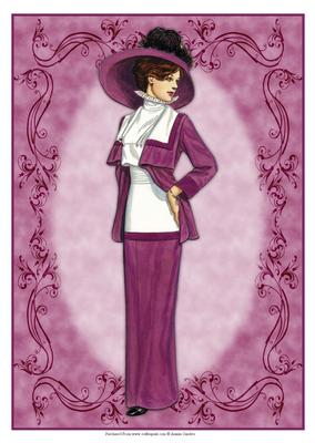 Beautiful Vintage Fashion Lady Dressed in Purple