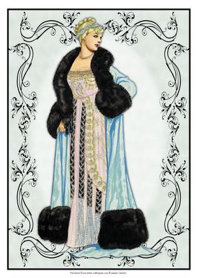 Beautiful Vintage Fashion Lady Dressed in Blue & Black