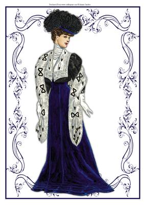 Beautiful Vintage Fashion Lady Dressed in Dark Blue