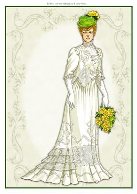 Beautiful Vintage Fashion Lady Dressed in Cream
