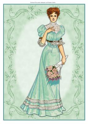 Beautiful Vintage Fashion Lady Dressed in Aqua