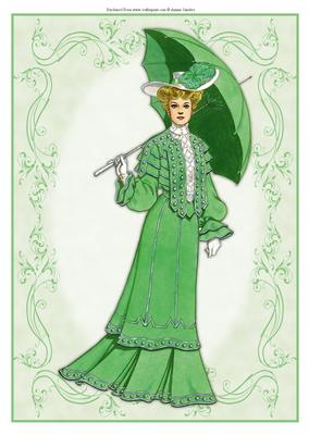 Beautiful Vintage Fashion Lady Dressed in Green