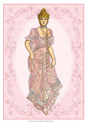 Beautiful Vintage Fashion Lady Dressed in Pink
