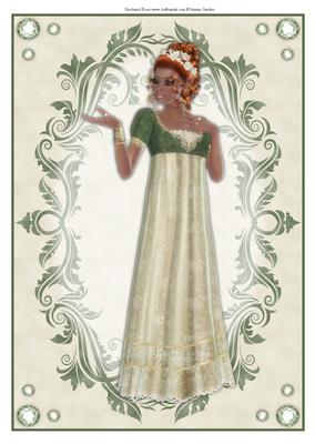 Beautiful Ethnic Lady Dressed in Green & Cream