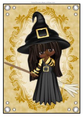 Cute Little Ethnic Witch A4 Topper/card