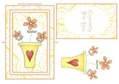 Pretty Country Flowers in Pot Spinner Card