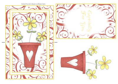 Pretty Country Flowers in Pot Spinner Card