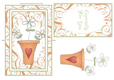 Pretty Country Flowers in Pot Spinner Card