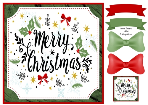 Merry Christmas 8x8 Cardfront & Embellishments