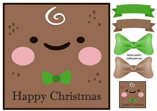 Happy Christmas Gingerbread Man 8x8 Card Front & Embellishments