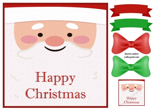 Happy Christmas Santa 8x8 Card Front & Embellishments