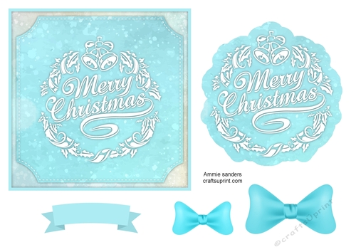 Merry Christmas Typography 6X6 Card Front , Layer & Embellishments