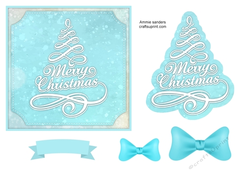 Merry Christmas Typography 6X6 Card Front , Layer & Embellishments