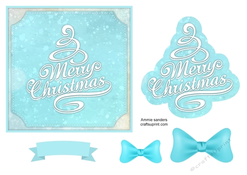 Merry Christmas Typography 6X6 Card Front , Layer & Embellishments