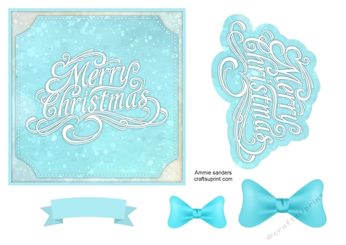 Merry Christmas Typography 6X6 Card Front , Layer & Embellishments