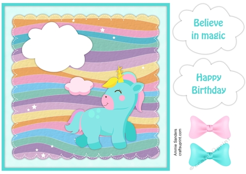 Unicorn 8x8 Card Front & Embellishments