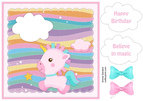 Unicorn 8x8 Card Front & Embellishments