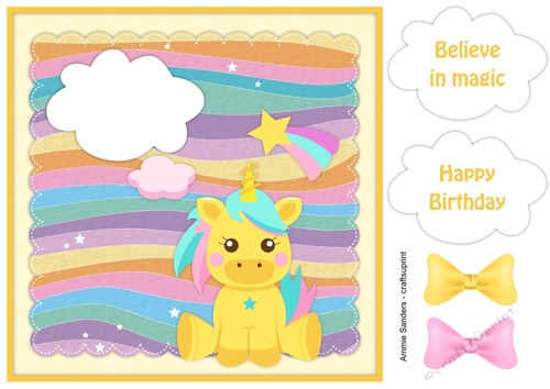 Unicorn 8x8 Card Front & Embellishments