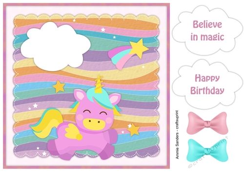 Unicorn 8x8 Card Front & Embellishments