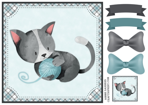 Cat Lover 8x8 Card Front & Embellishments