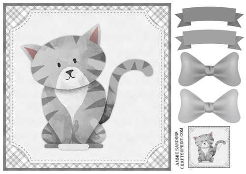 Cat Lover 8x8 Card Front & Embellishments