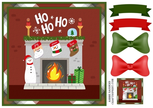Christmas Scene 8x8 Cardfront & Embellishments